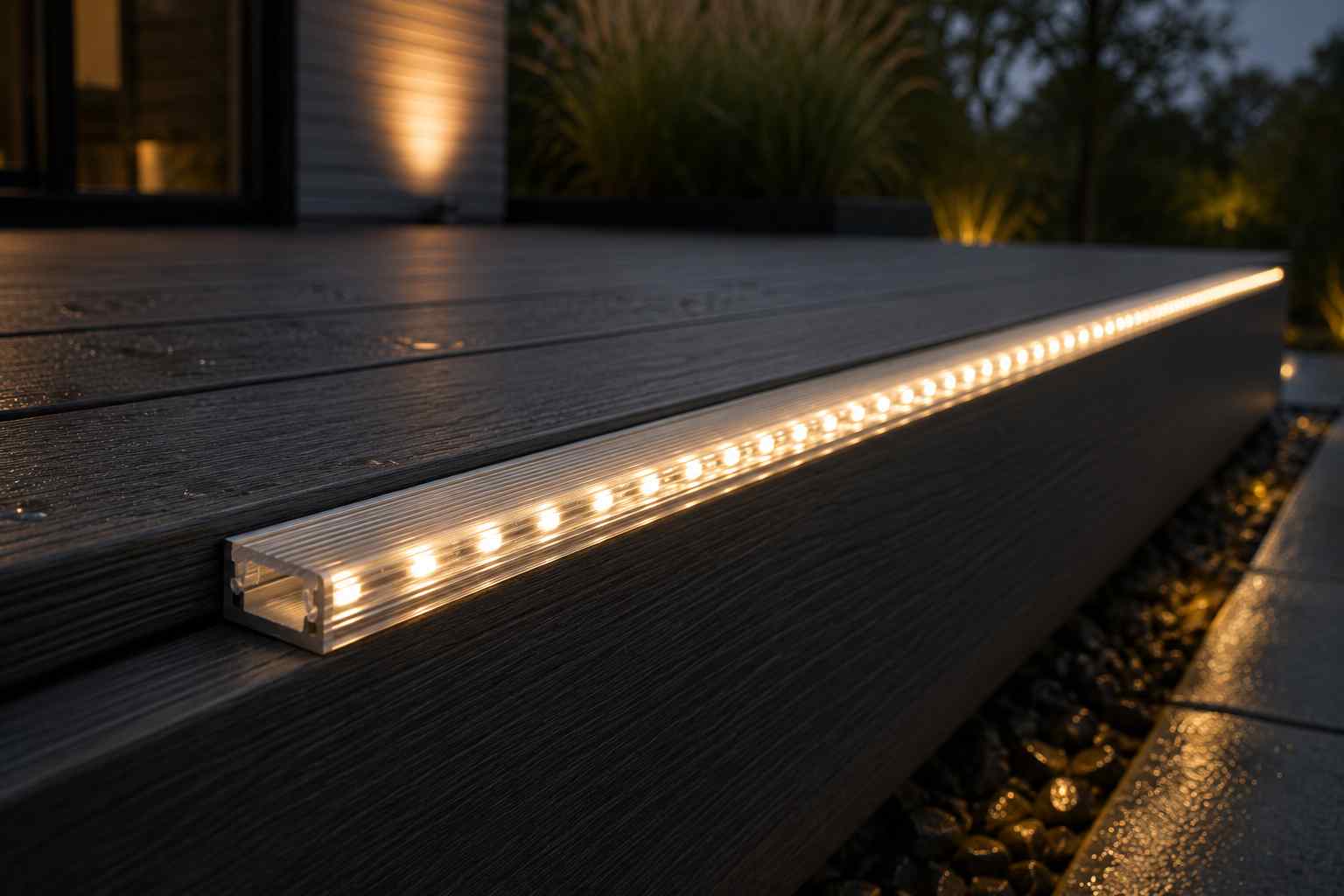 Difuzor AL profilu D1 čirý - příklad instalace s LED páskem v profilu D1